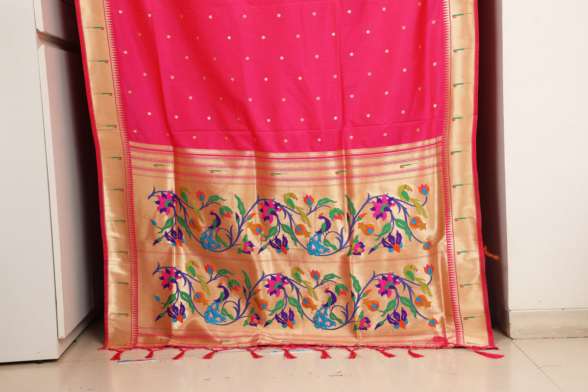 Rani Pink Paithani and Kalamkari Fusion
