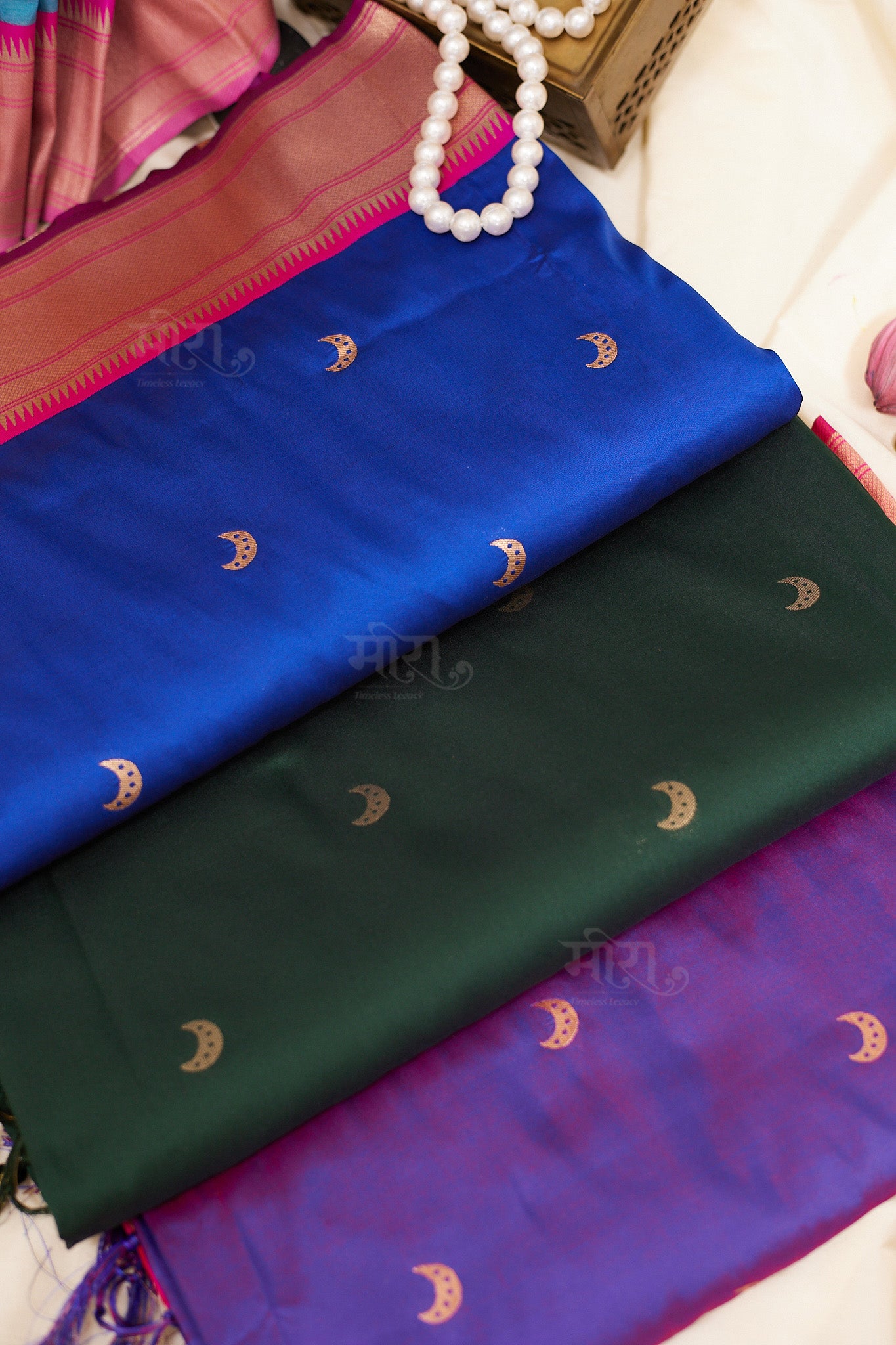 Rich Royal Purple  Kanjivaram Silk blend Chandarkor Paithani Saree with unstitched blouse