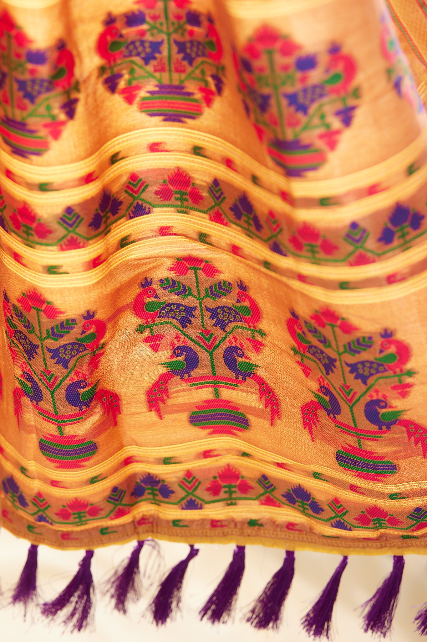 Mustard Gold Zari Check Paithani