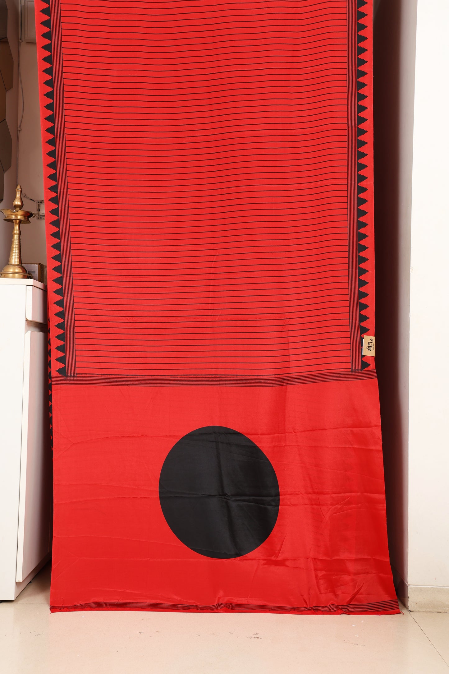Red and Black Semi Modal Silk Saree