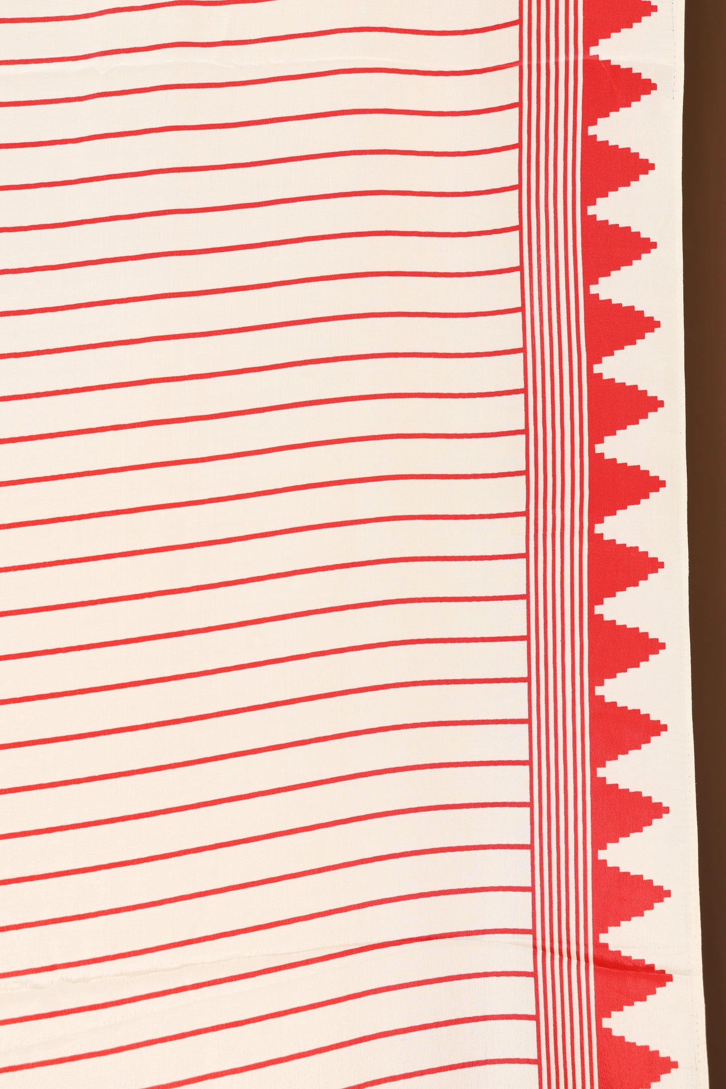 Off white and Red Semi Modal Silk Saree