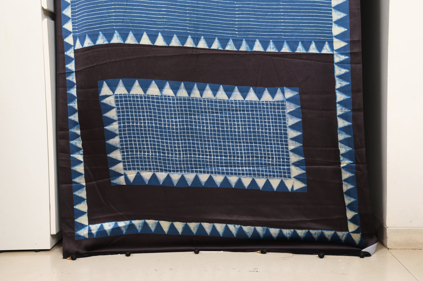 Deep Indigo and Black Semi Modal Silk Saree