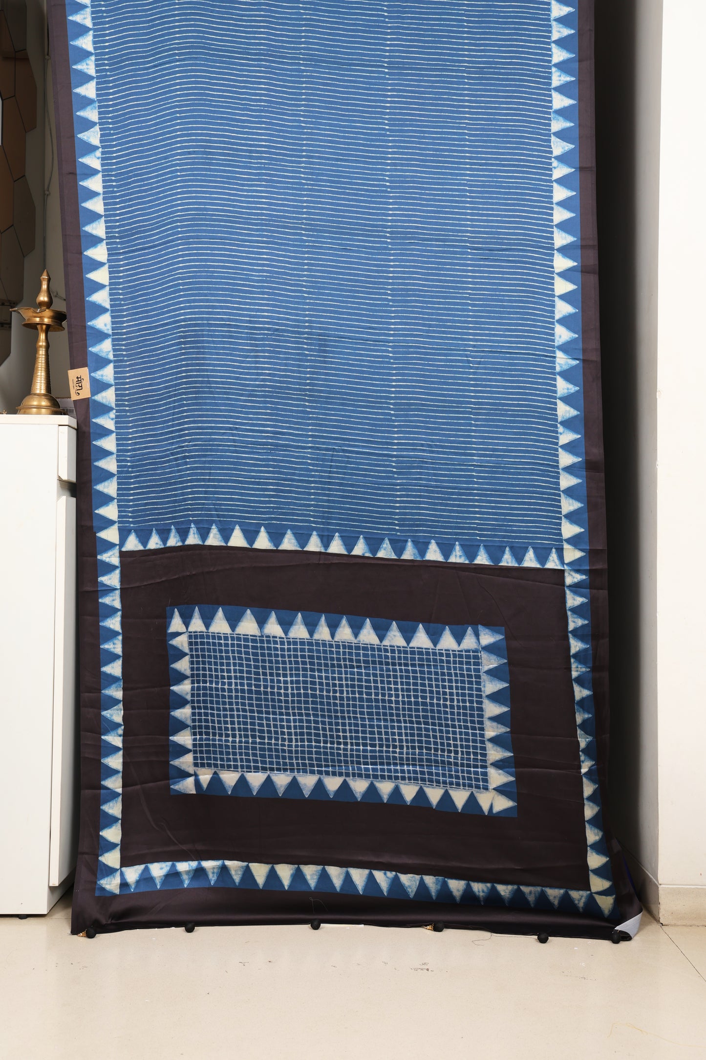 Deep Indigo and Black Semi Modal Silk Saree