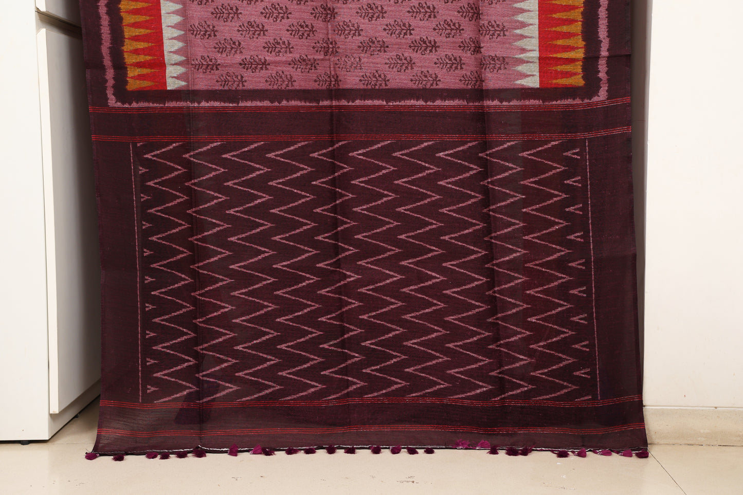 Wine Cotton Georgette Saree
