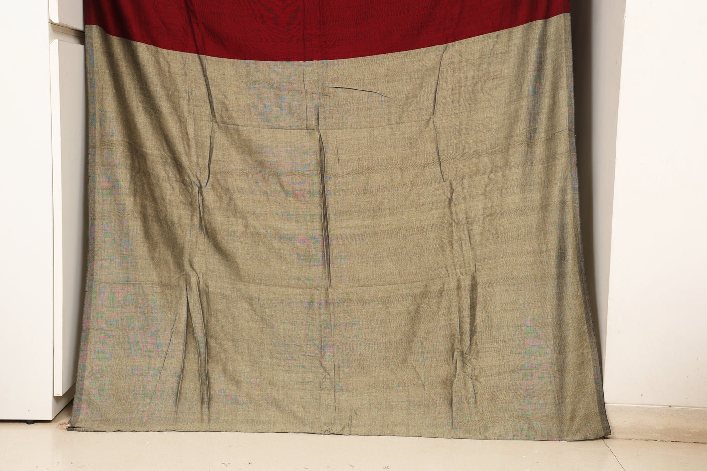 Maroon and Grey Cotton Acrylic Saree