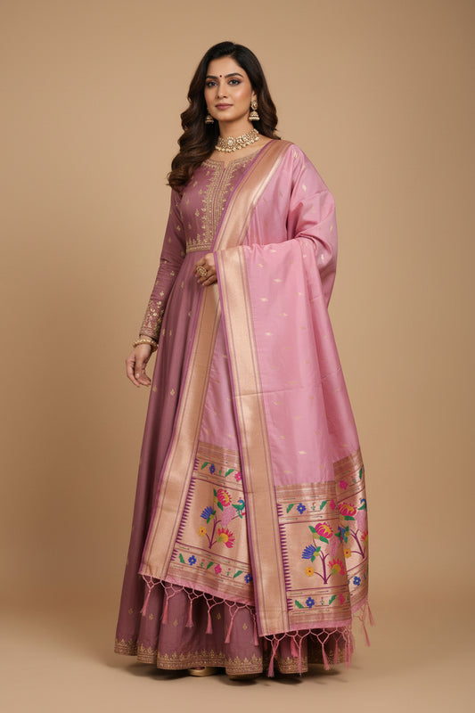 Baby Pink Paithani Dupatta