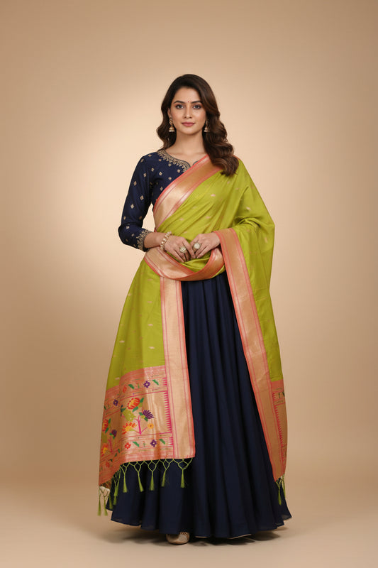 Parrot Green Paithani Dupatta