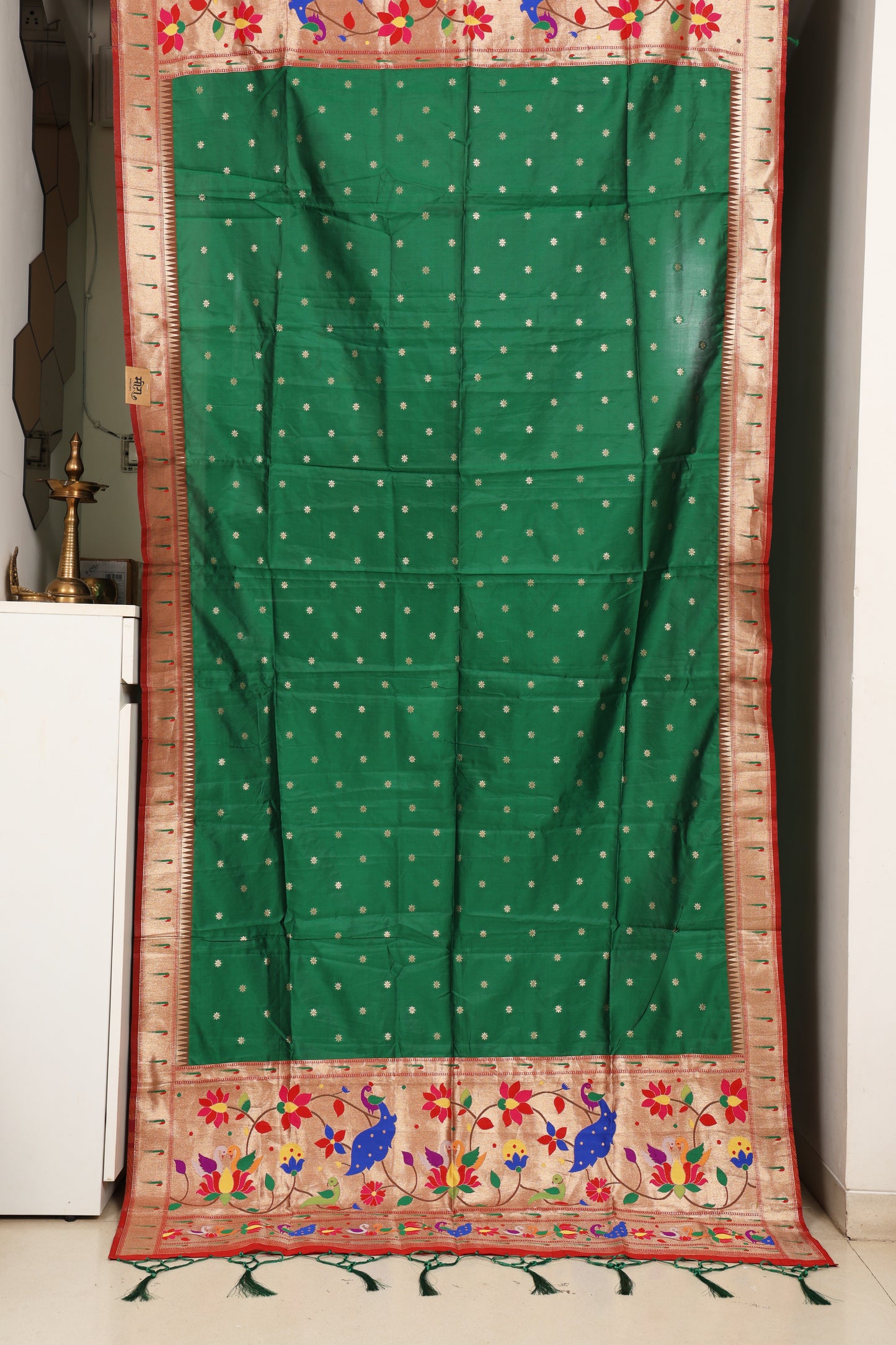 Emerald Green Paithani Dupatta