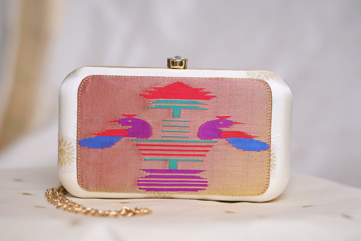 Rajasi Paithani Frame Clutch  - Off White