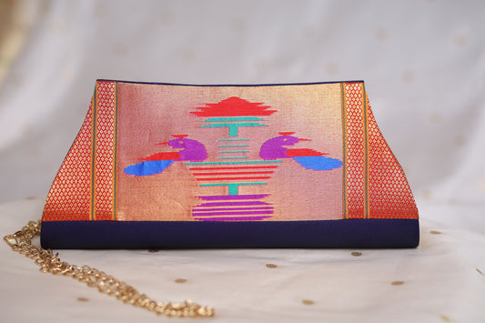 Rajasi Paithani Clutch - Violet Purple