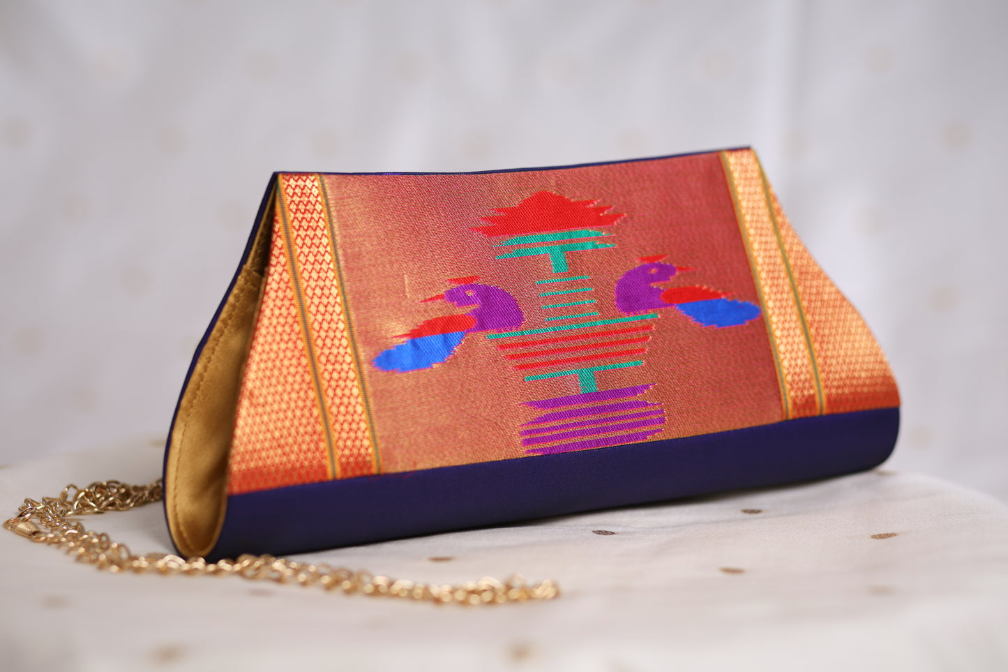 Rajasi Paithani Clutch - Violet Purple