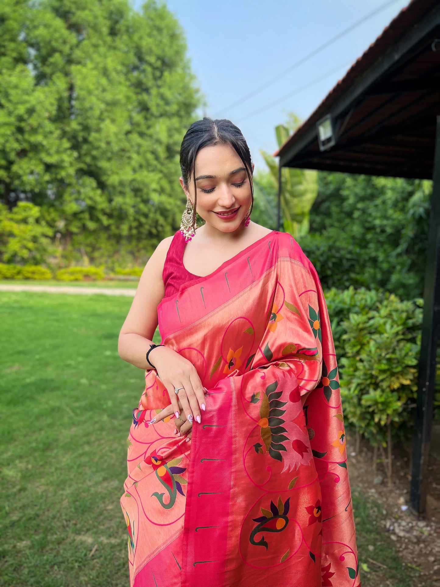 Rani Pink Mayur Valli Paithani