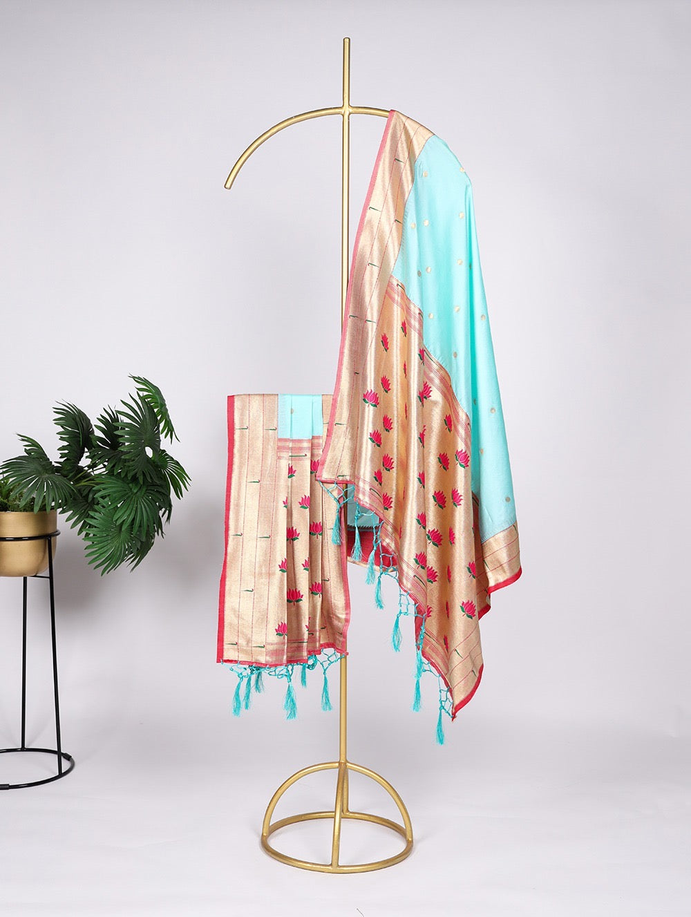 Pastel Sky Blue Paithani Dupatta
