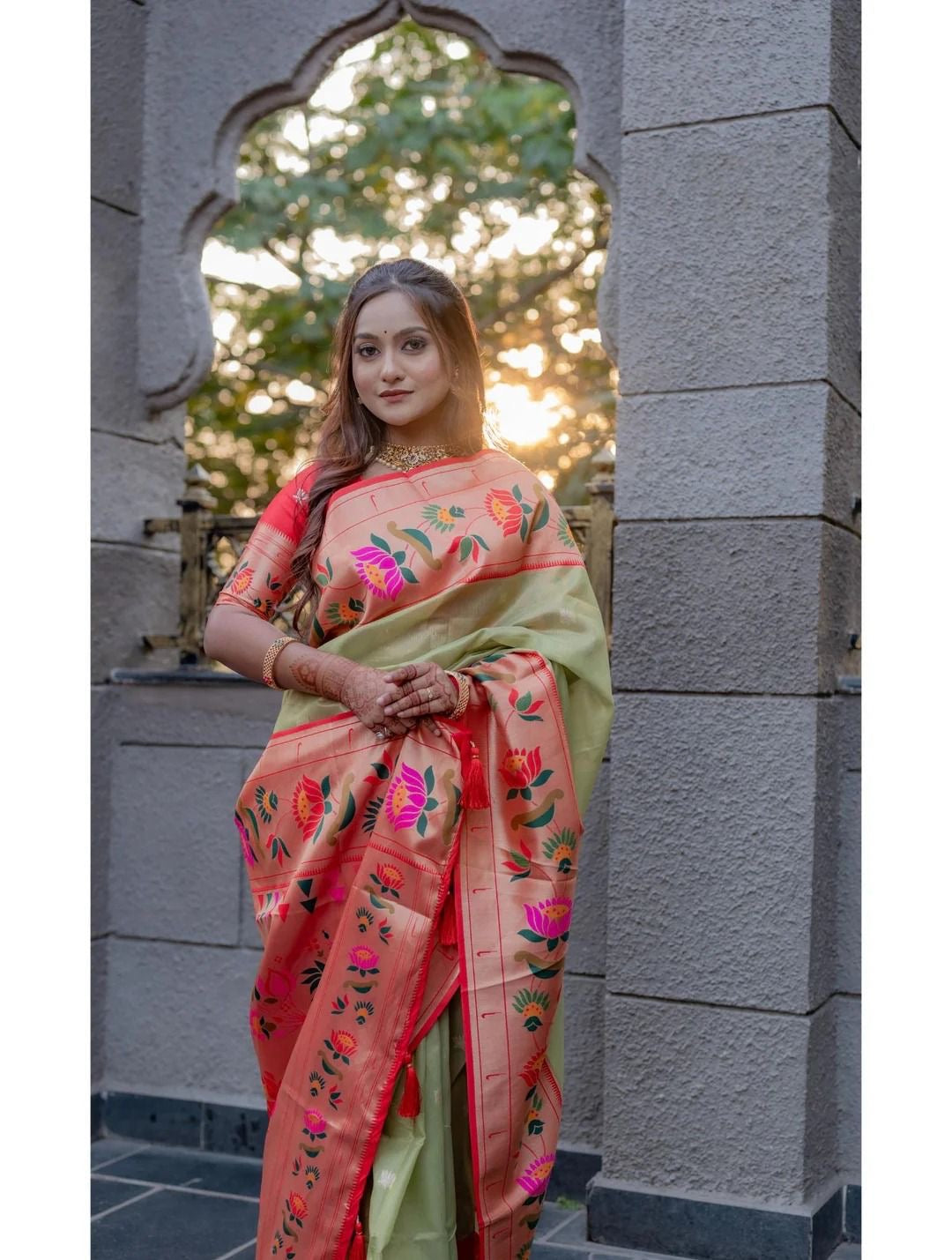 Pistachio Green Padma Paithani