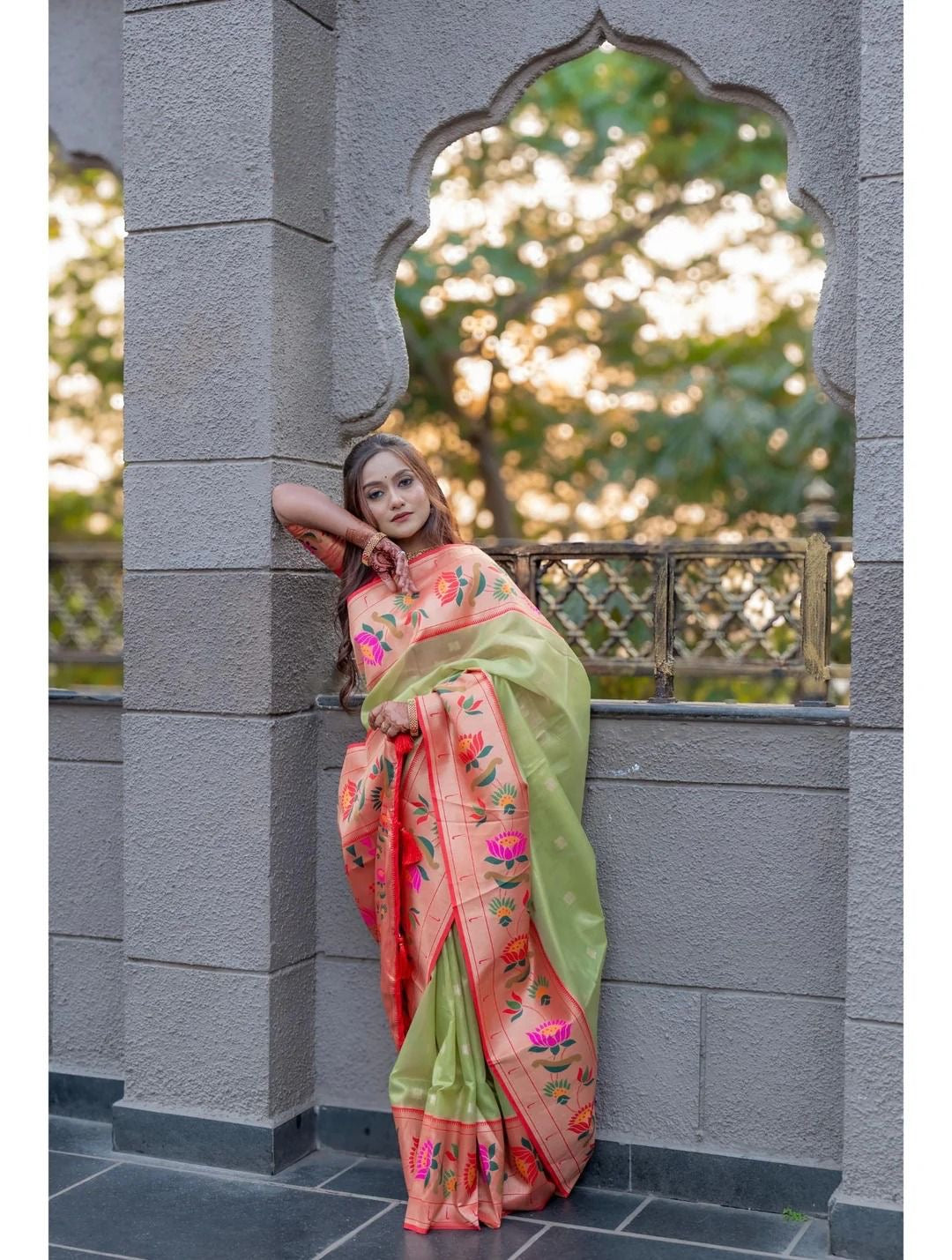 Pistachio Green Padma Paithani