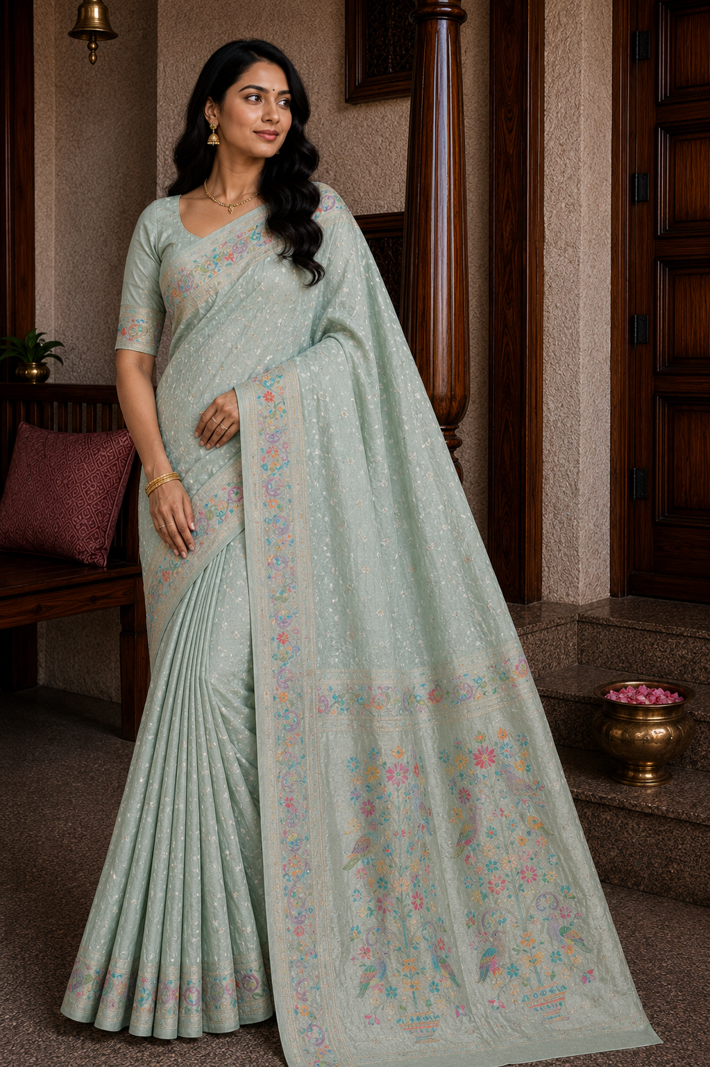 Sage Green  Bandhej Paithani