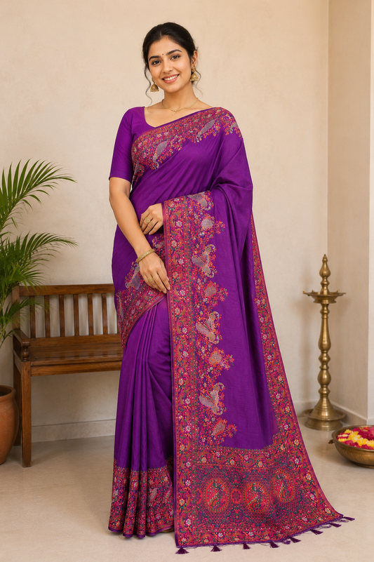 Royal Purple Pashmeena Paithani