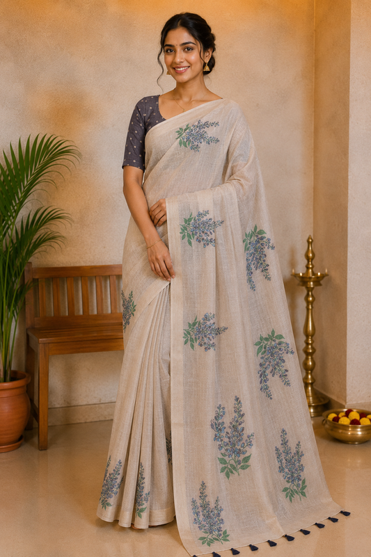 Ivory Jammuni Muga Cotton Silk