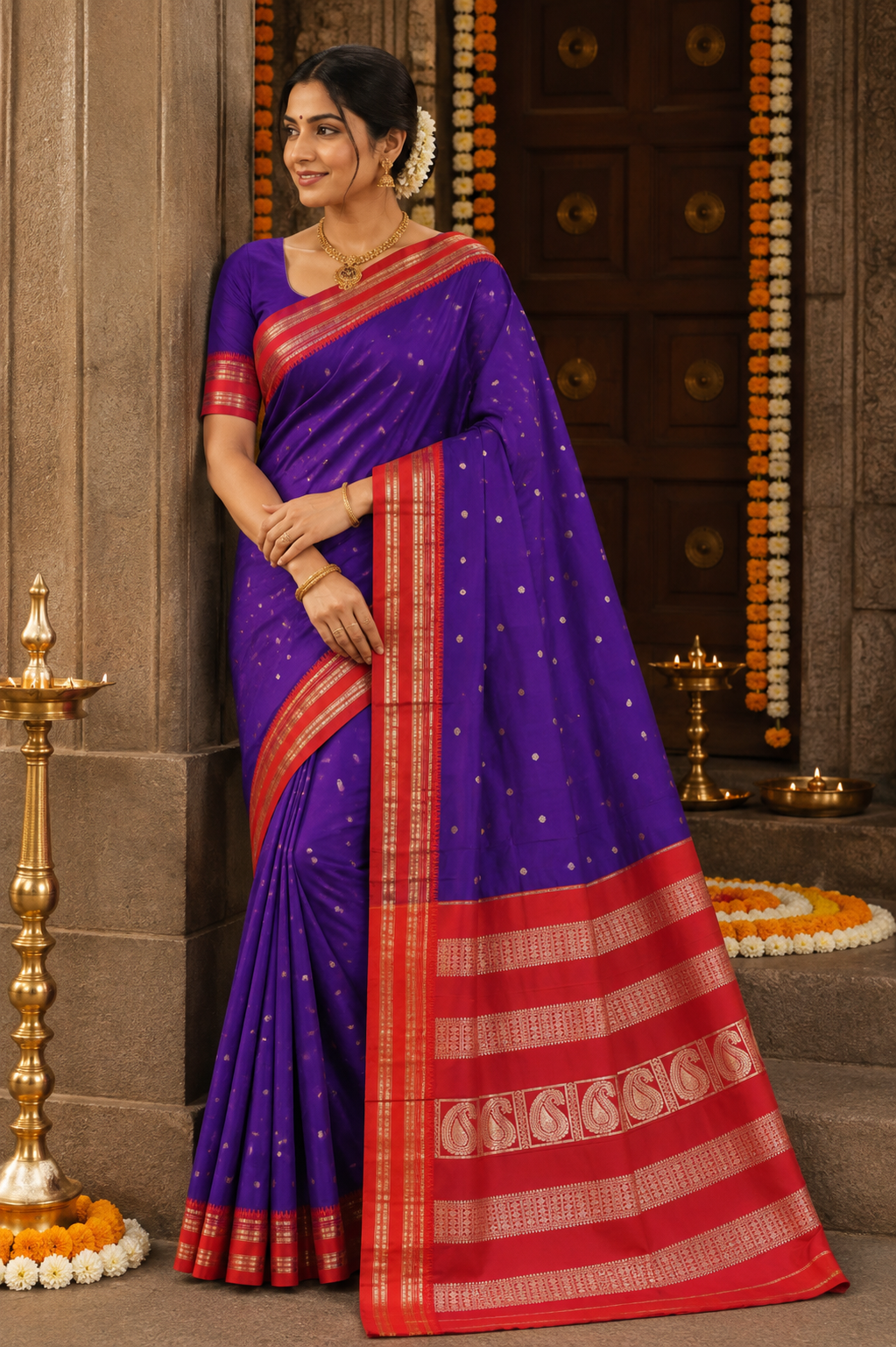 Royal Blue Narayanpeth Saree