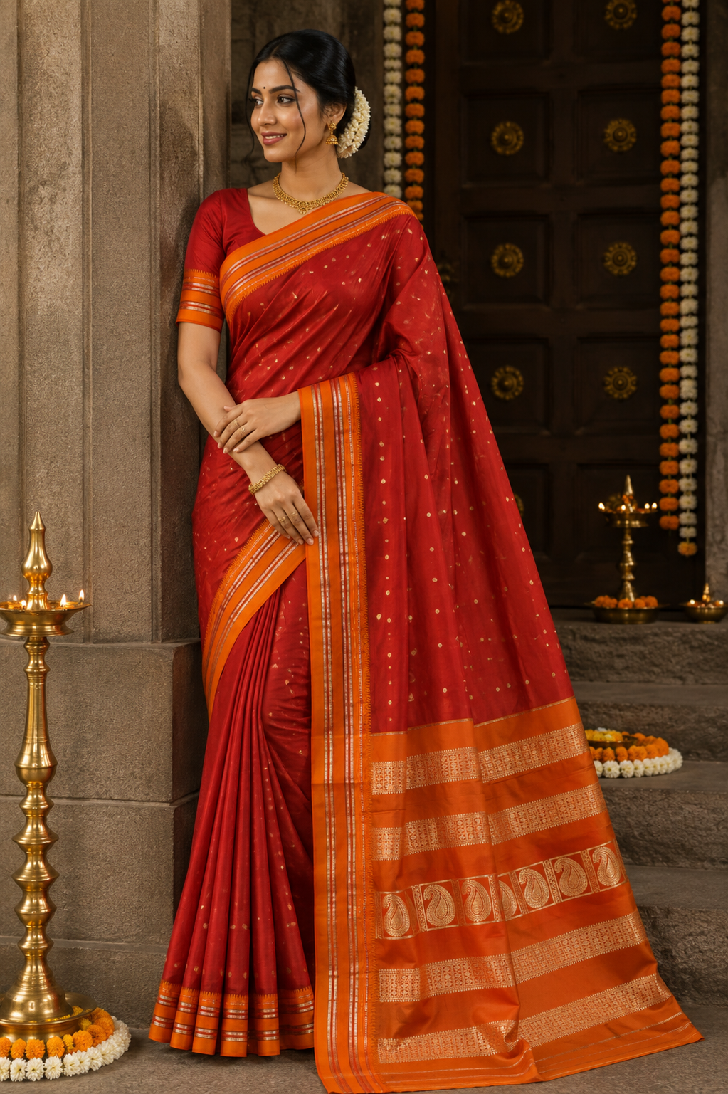 Maroon Narayanpeth Saree