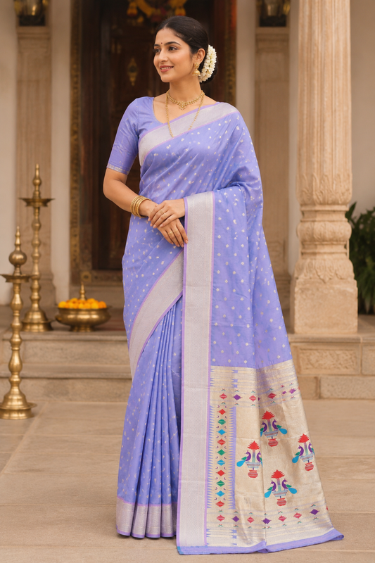 Priinkle Blue  Maharani Paithani