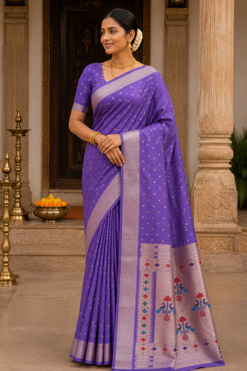 Lavender Purple Maharani Paithani