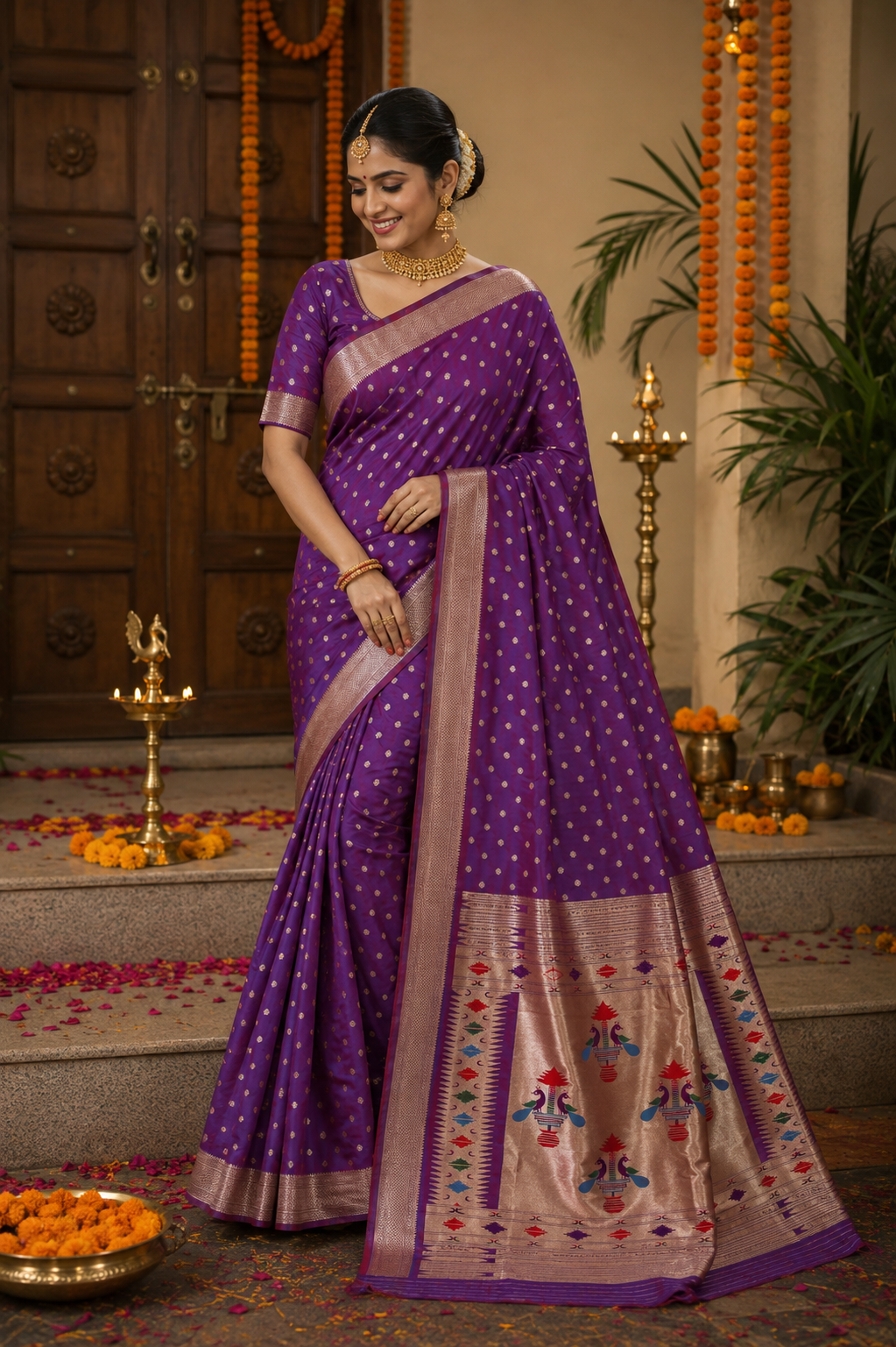 Irish Purple Maharani Paithani