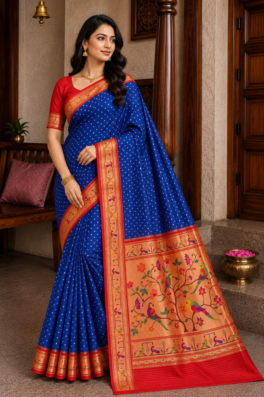 Royal Blue Royal Bandhej Paithani