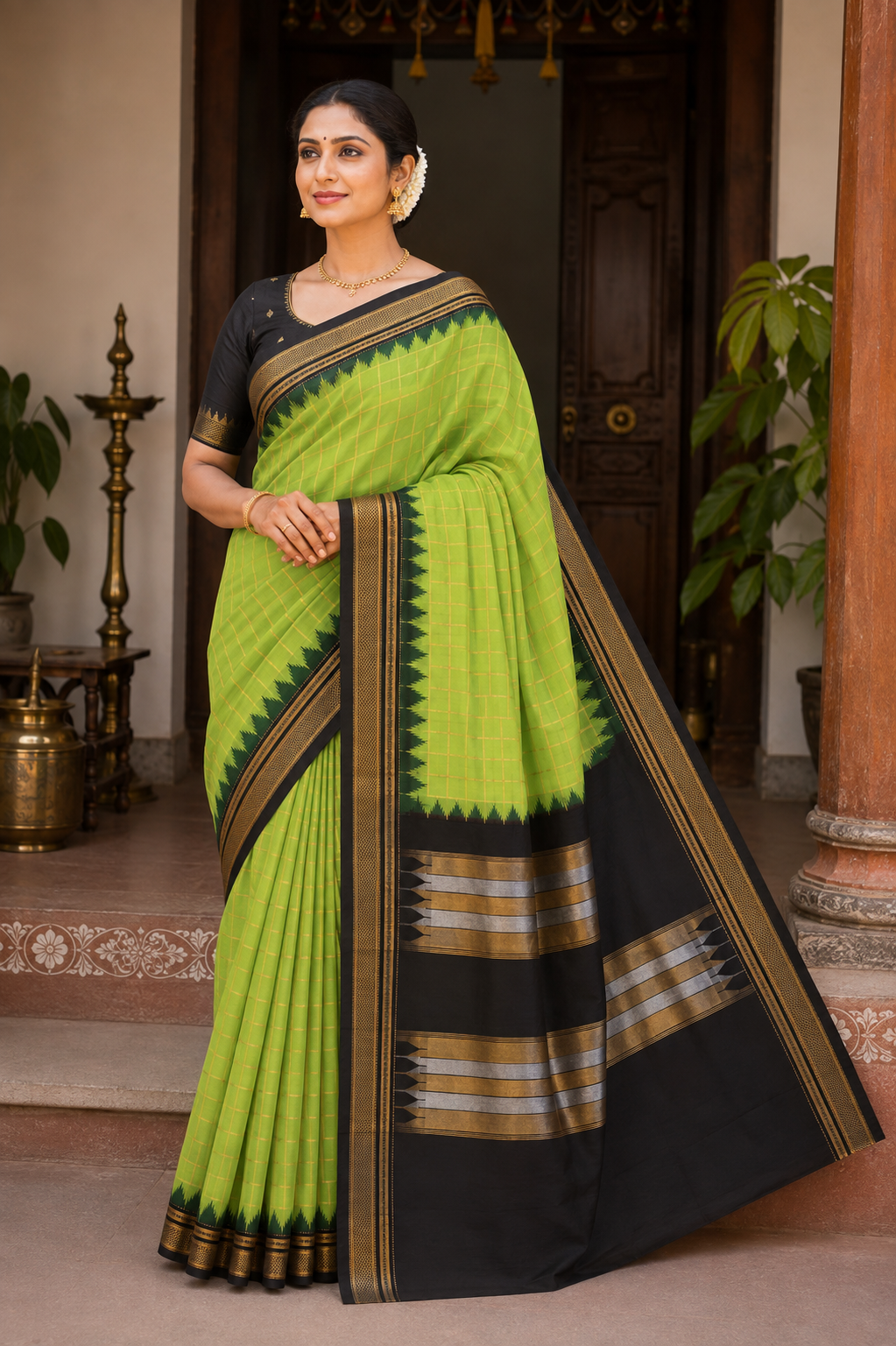 Parrot Green Ilkal Paithani