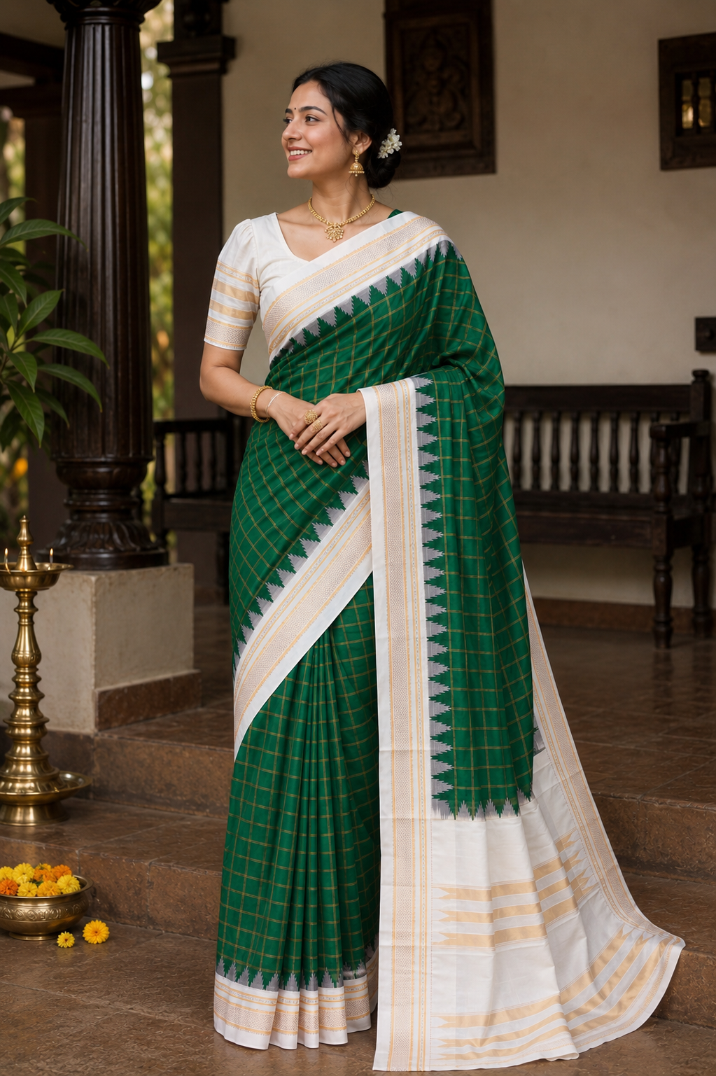 Bottle Green Ilkal Paithani