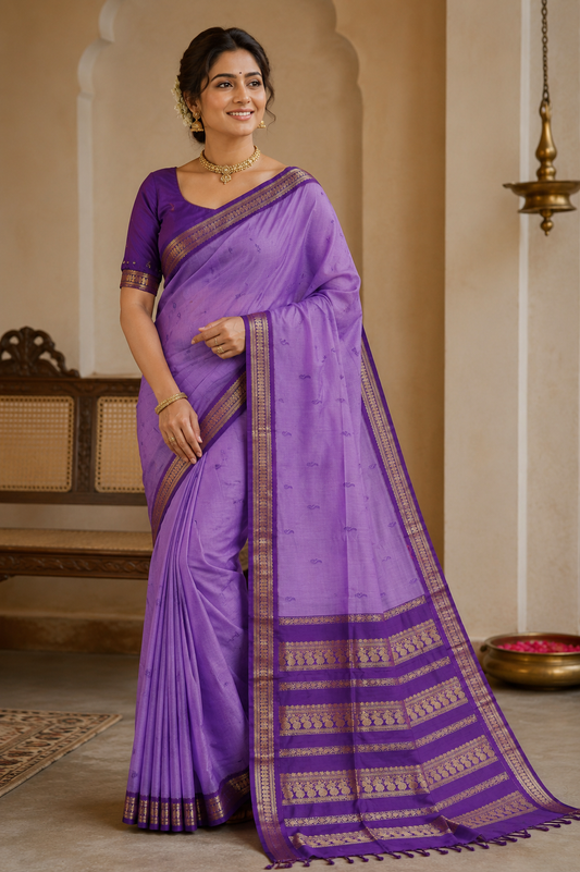 Purple Gadwal Cotton Saree