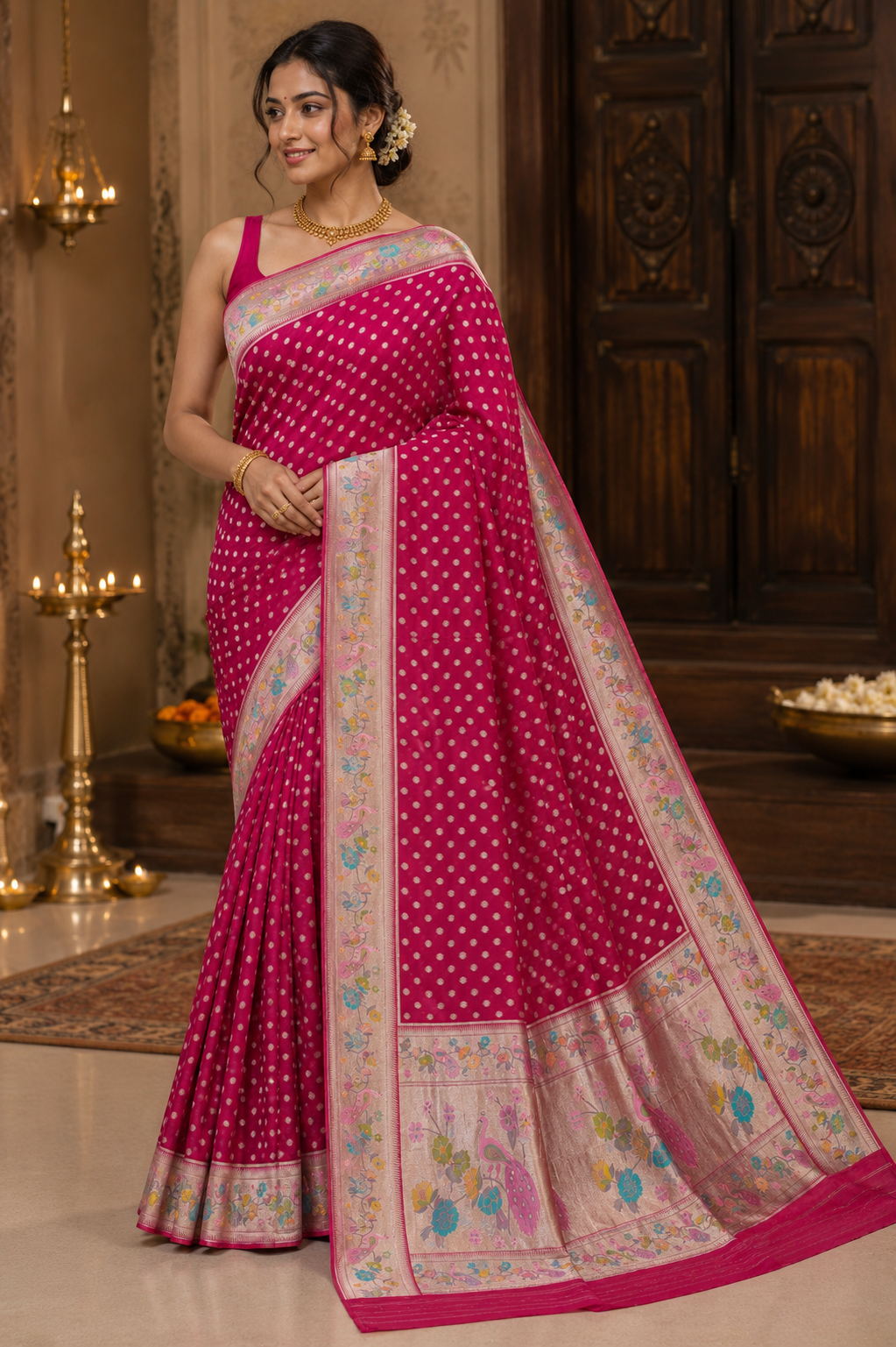 Jammuni Purple Georgette Paithani