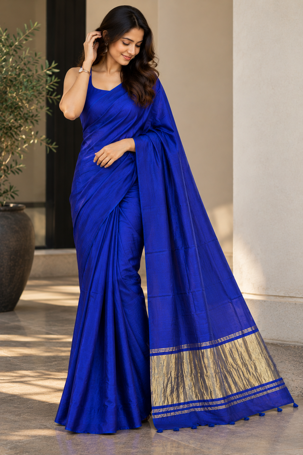 Royal Blue Pure Modal Silk Saree