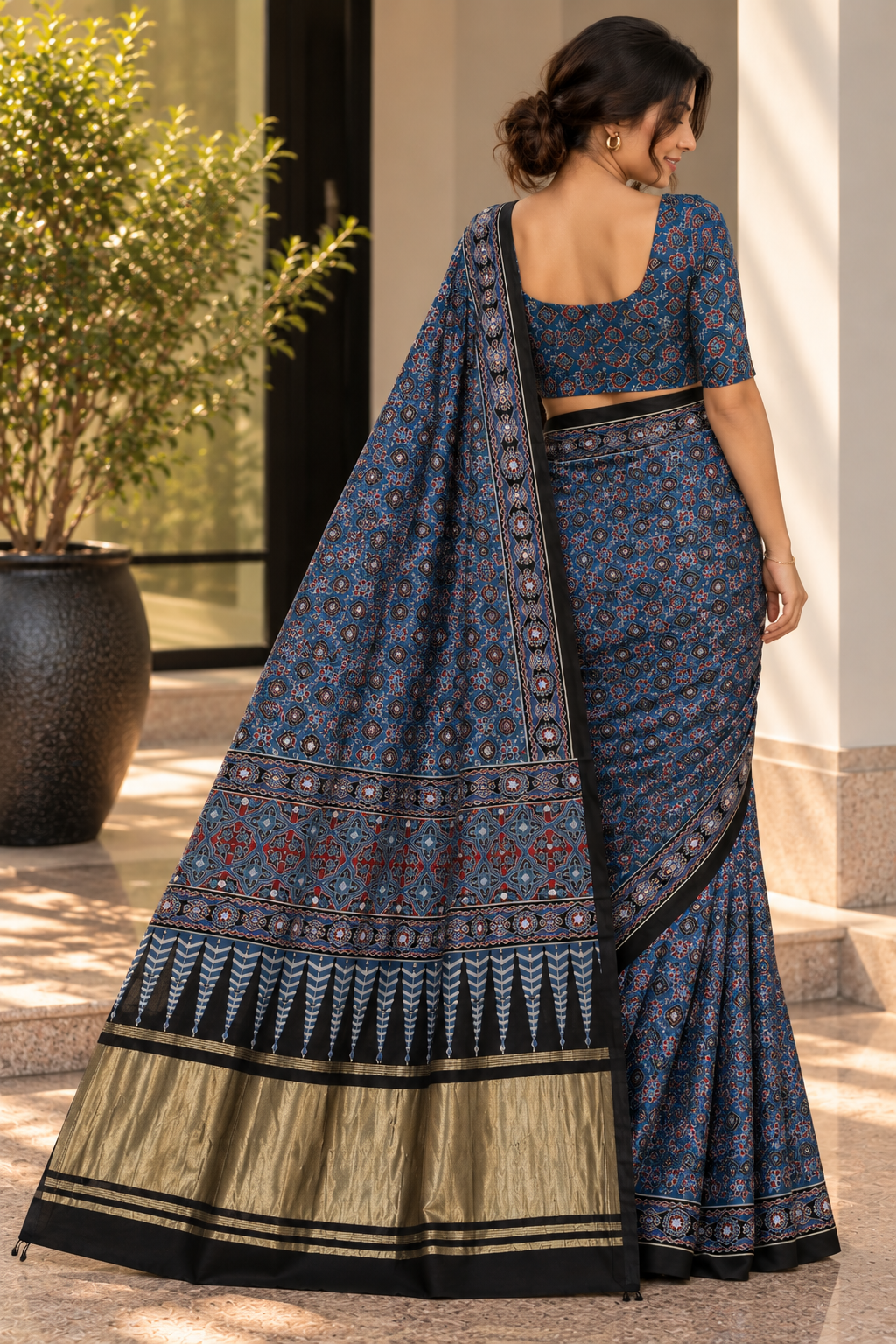 Indigo Blue Pure Modal Silk Ajrakh