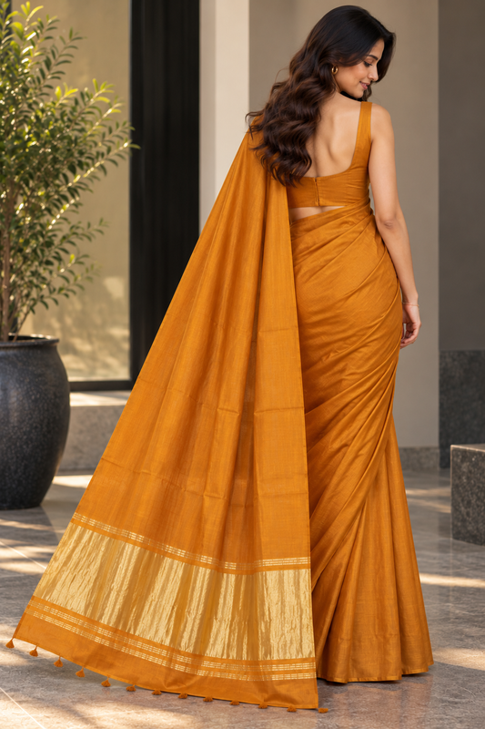 Gold Mustard Pure Modal Silk Saree