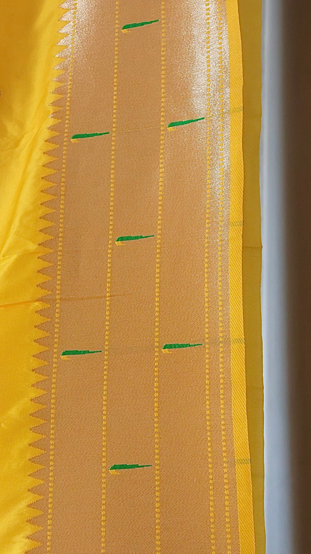 Sunshine Yellow Kanjivaram Silk blend Paithani Saree with unstitched blouse