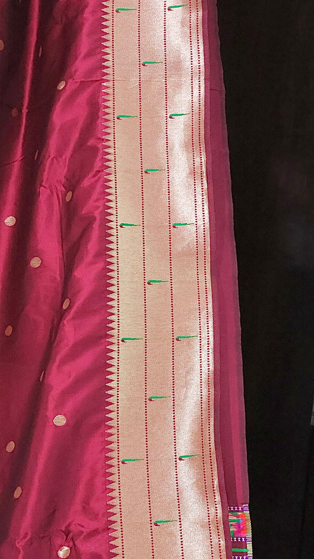 Wine Maroon Kanjivaram Silk blend Paithani Saree with unstitched blouse
