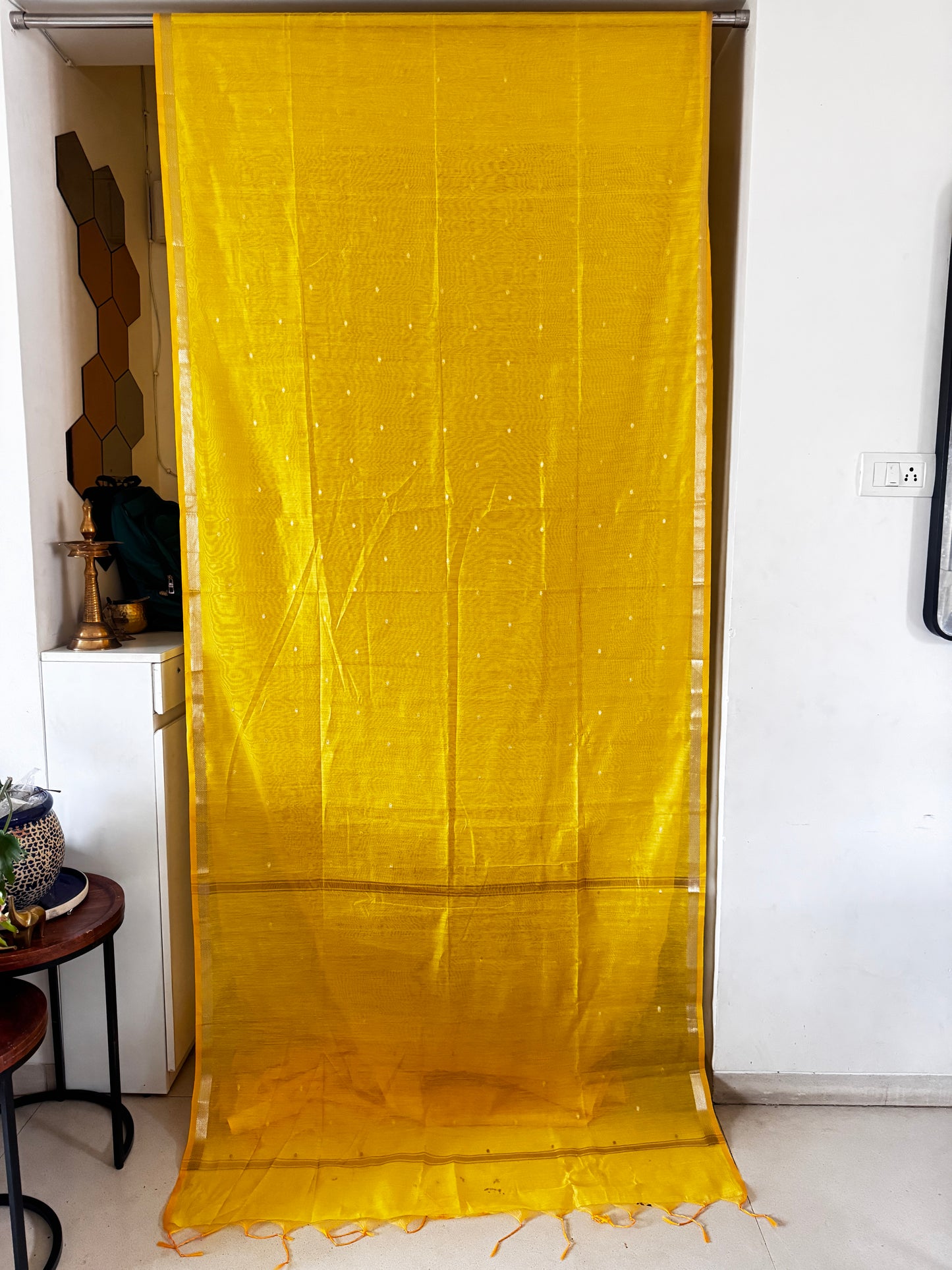 Sunshine Yellow Maheshwari Saree