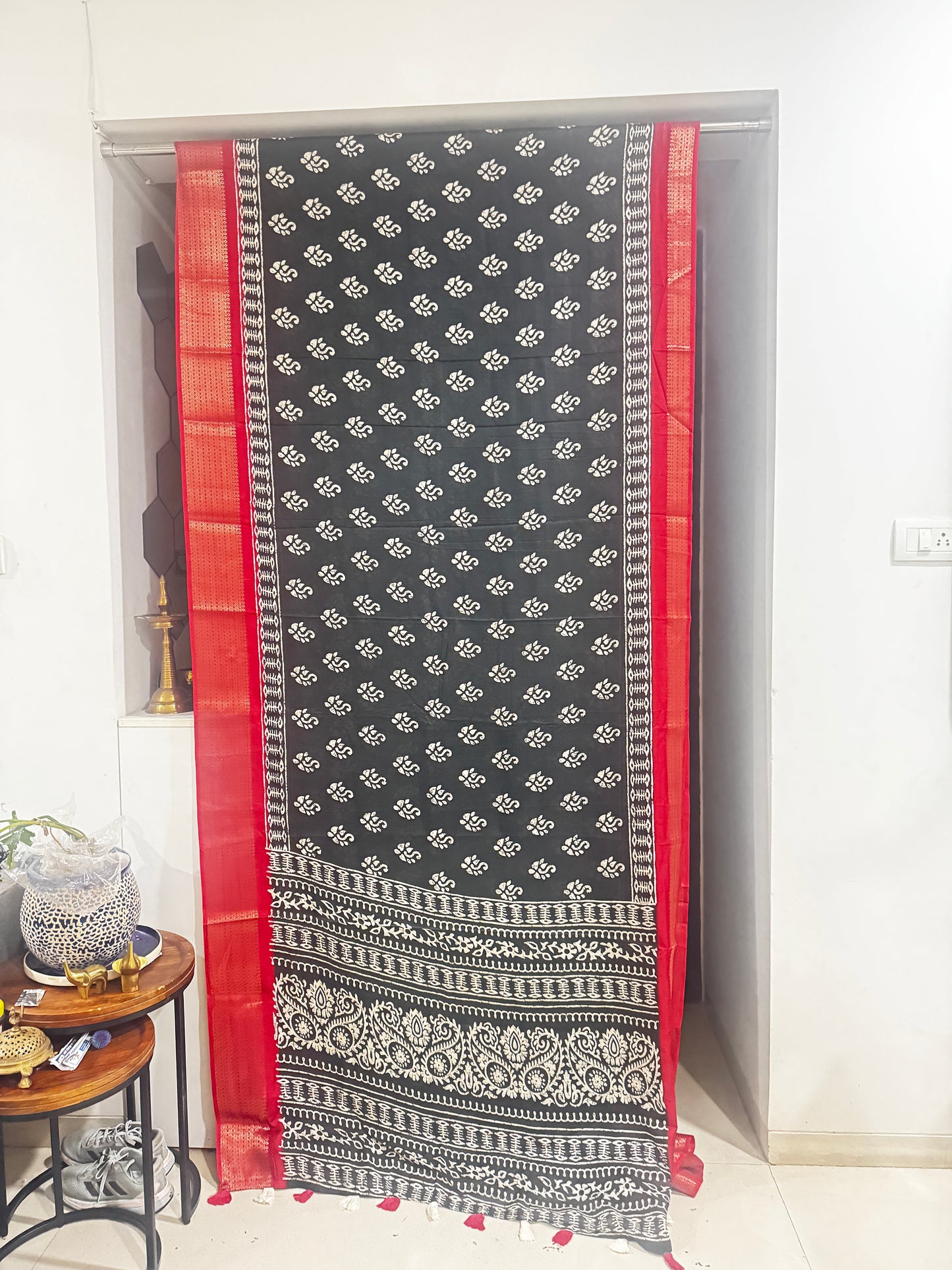 Black and Red Dola Silk