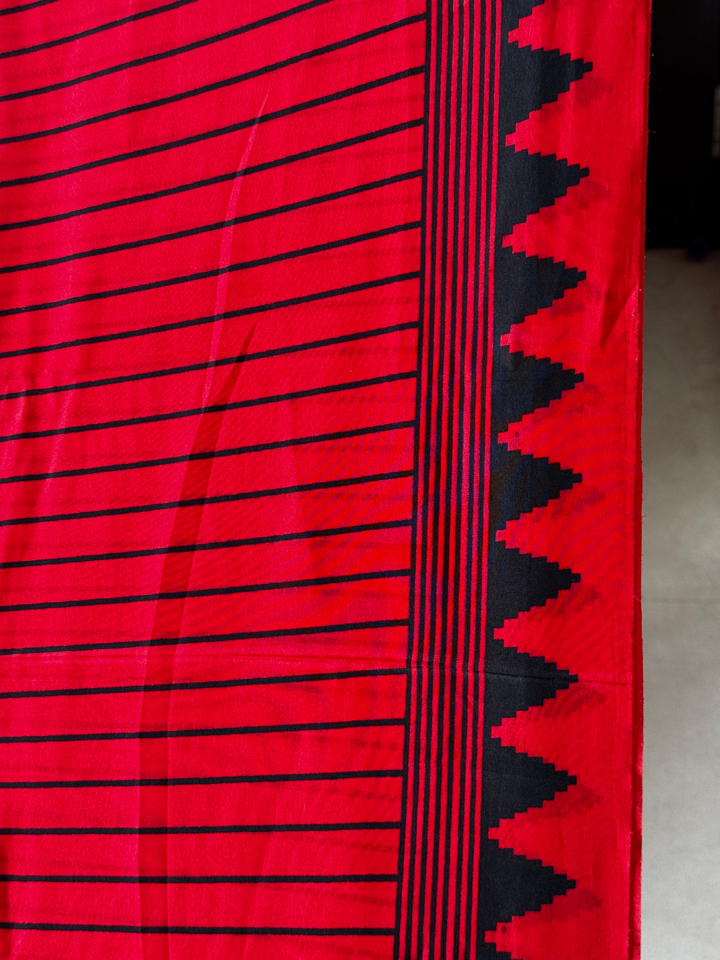Red and Black Semi Modal Silk Saree