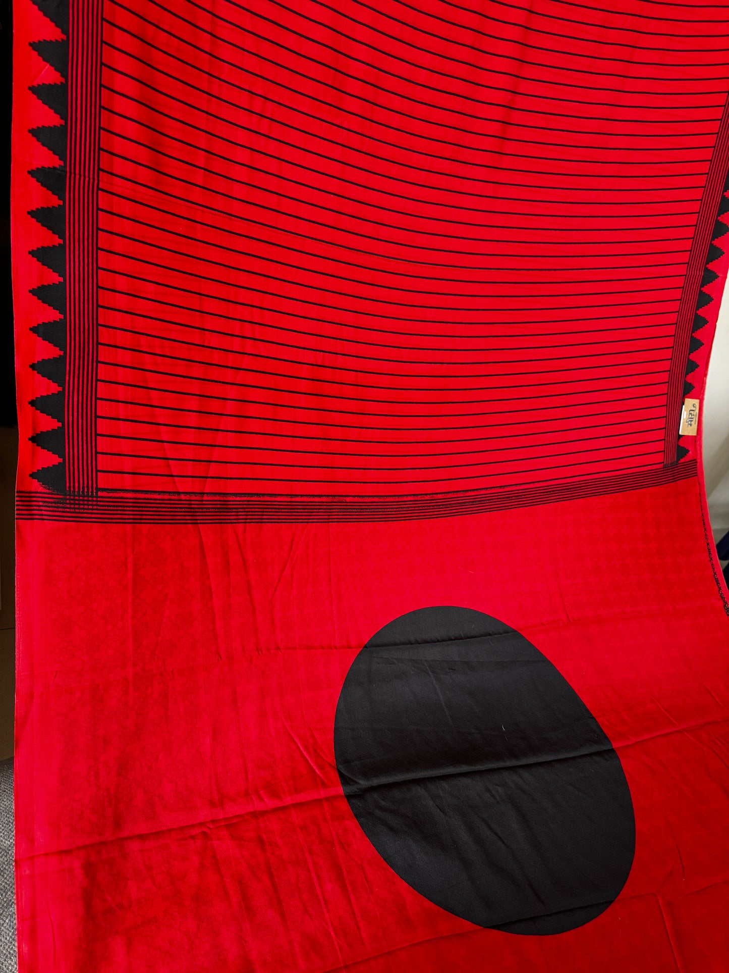 Red and Black Semi Modal Silk Saree