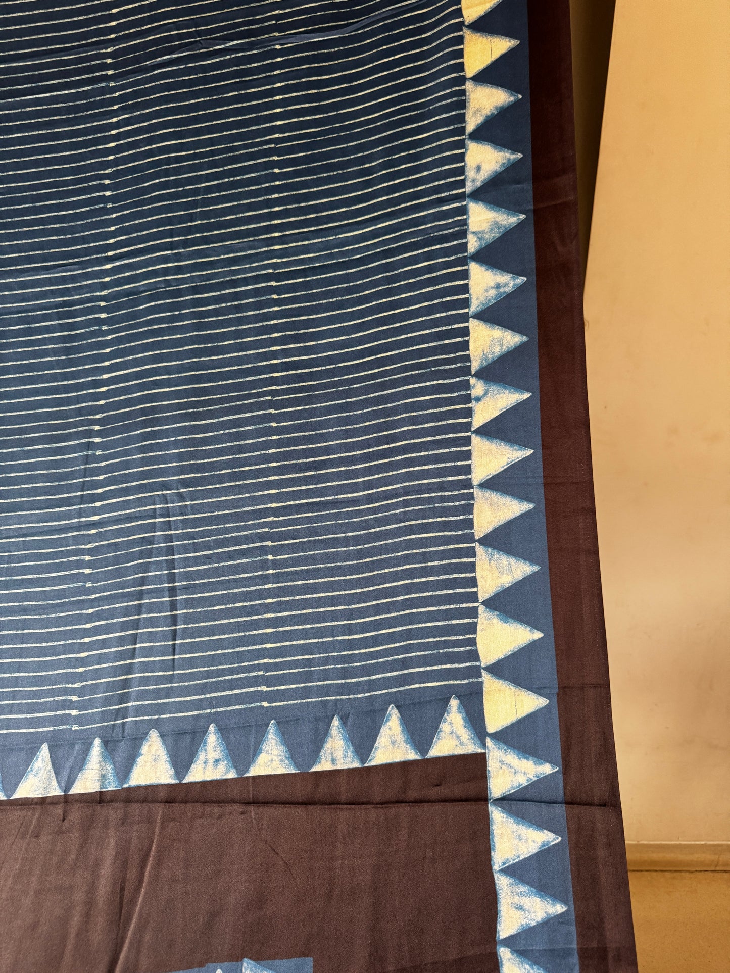 Deep Indigo and Black Semi Modal Silk Saree