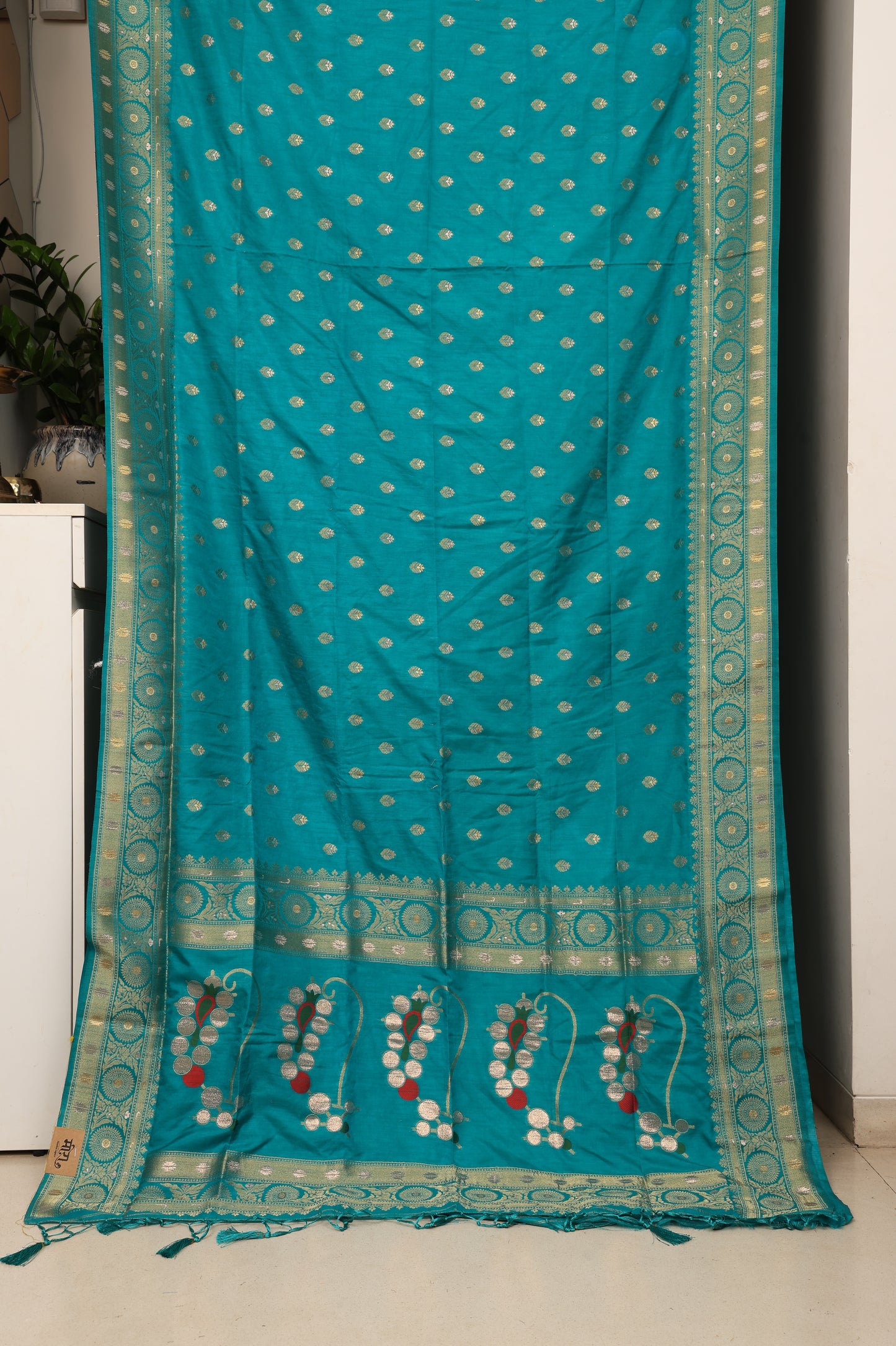 Deep Teal Munga Silk Saree