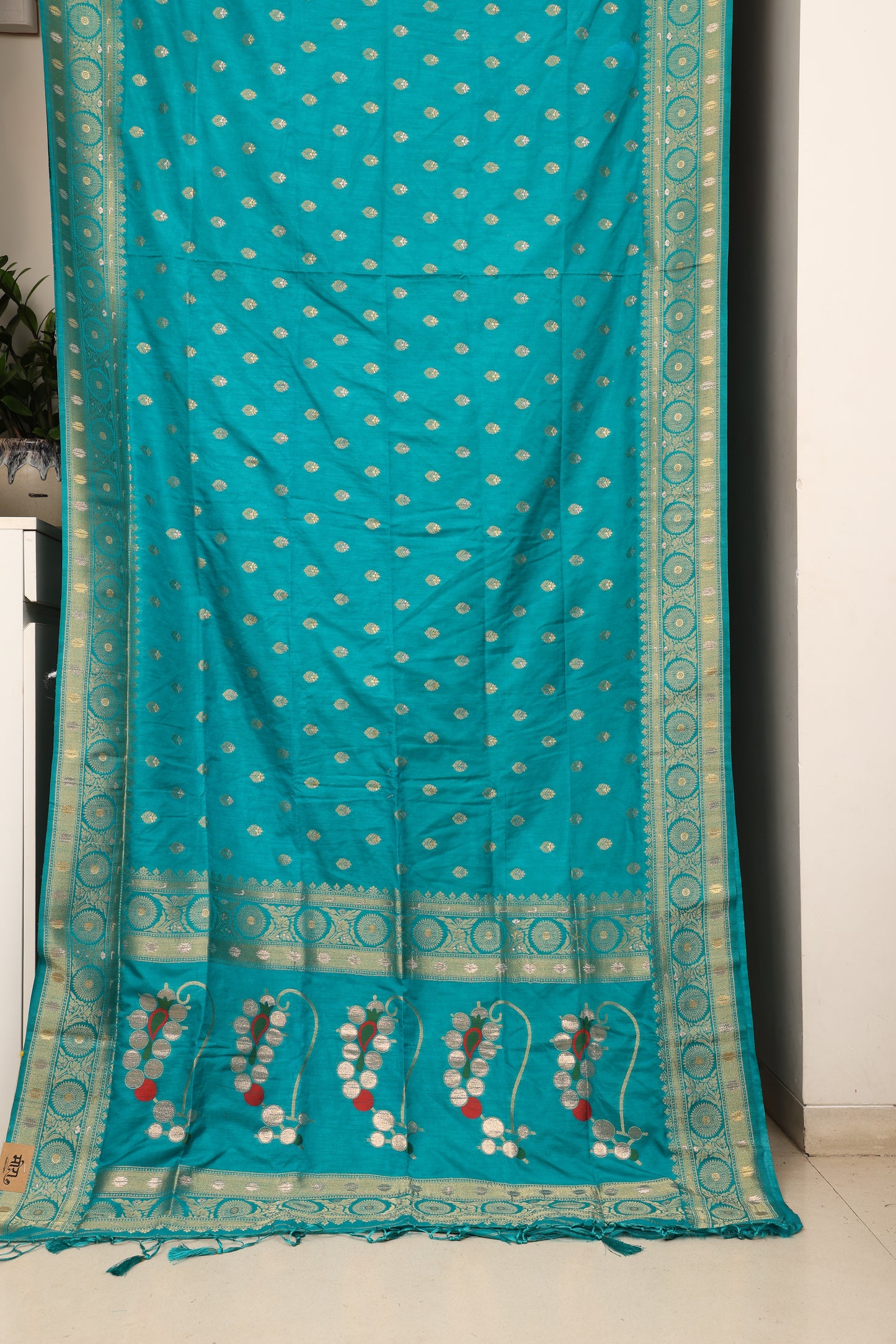 Deep Teal Munga Silk Saree
