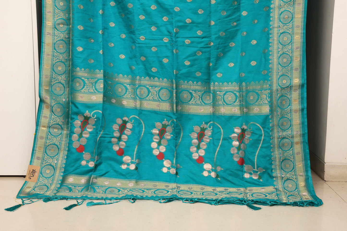 Deep Teal Munga Silk Saree