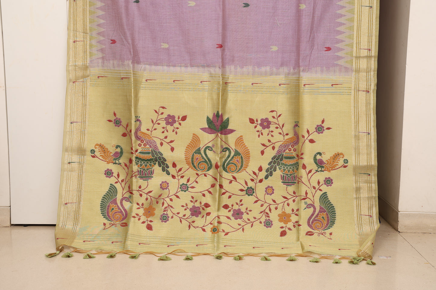Lavender Mist  Munga Cotton Paithani