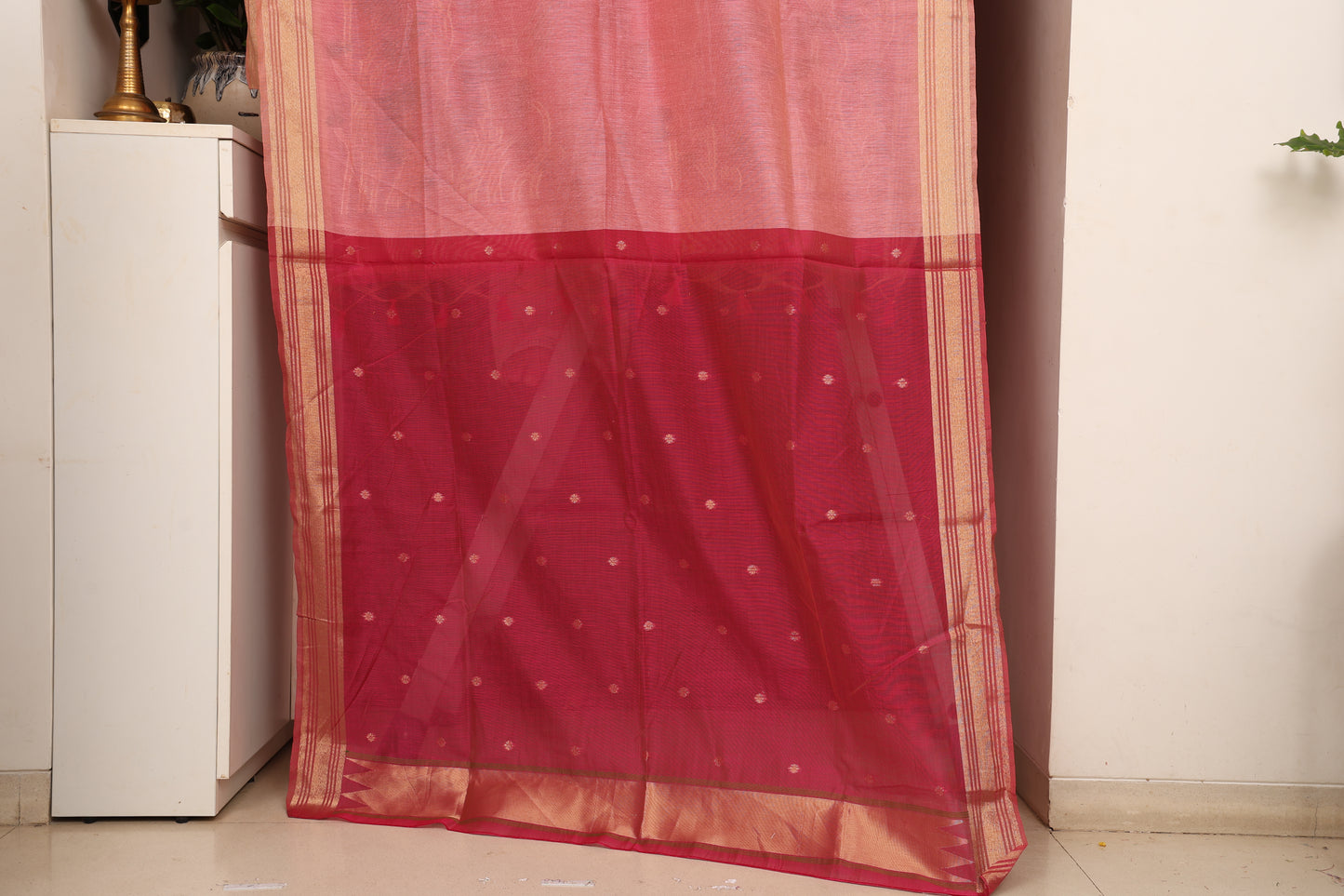 Blush Pink Munga Cotton Paithani