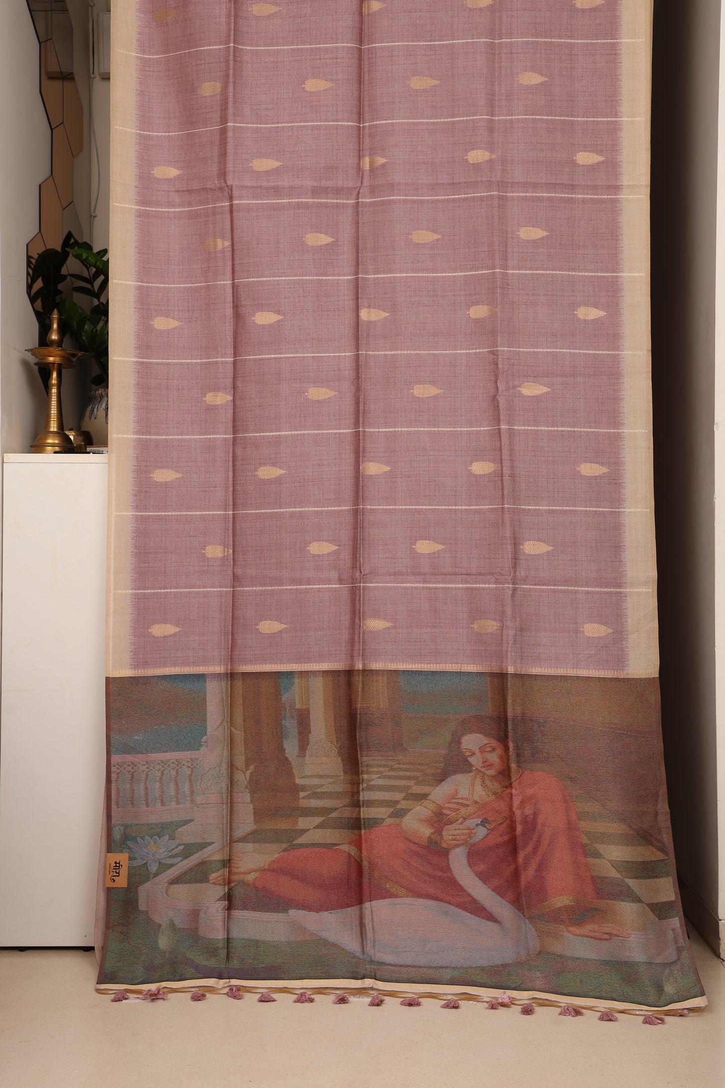 Dusty Lavender Art Tussar Linen