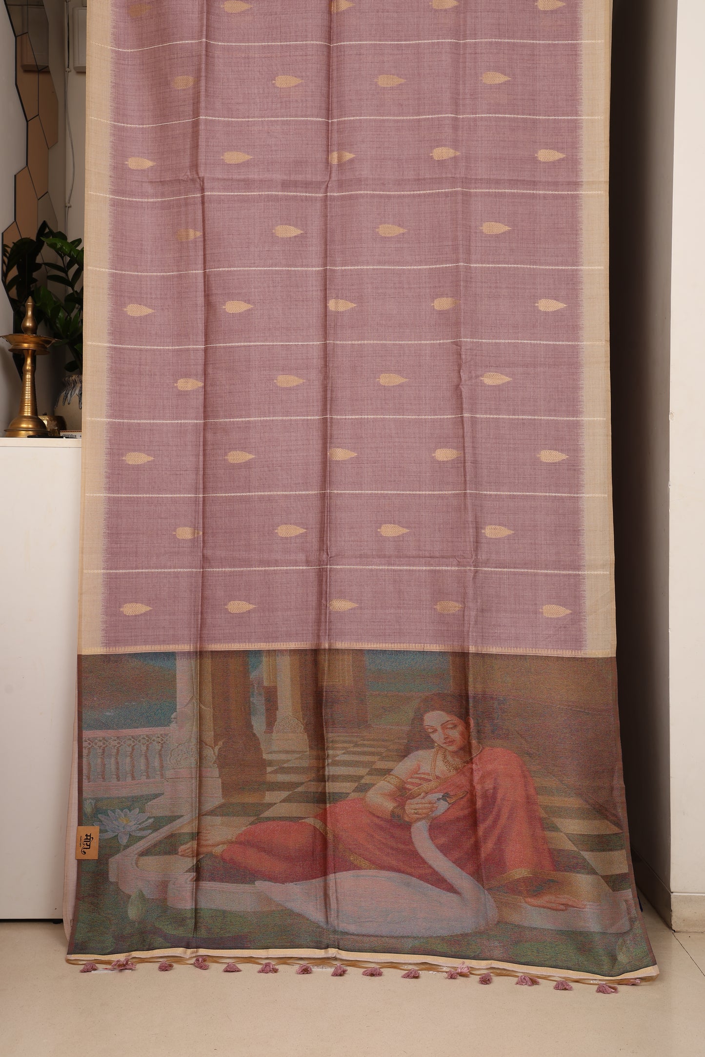 Dusty Lavender Art Tussar Linen