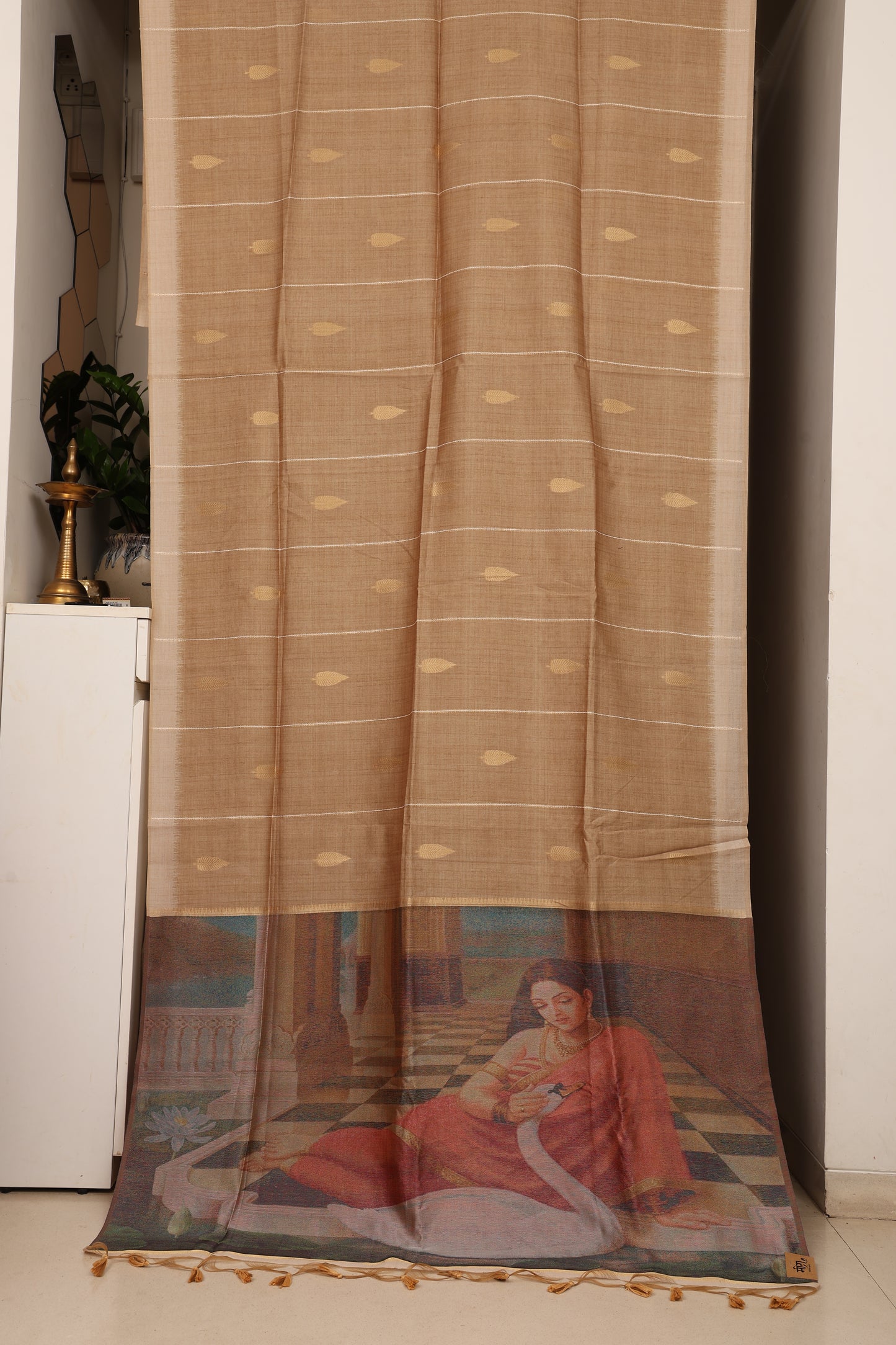 Earthy Caramel Art Tussar Linen
